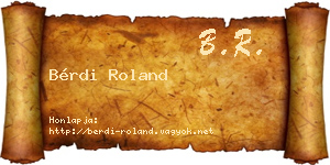Bérdi Roland névjegykártya